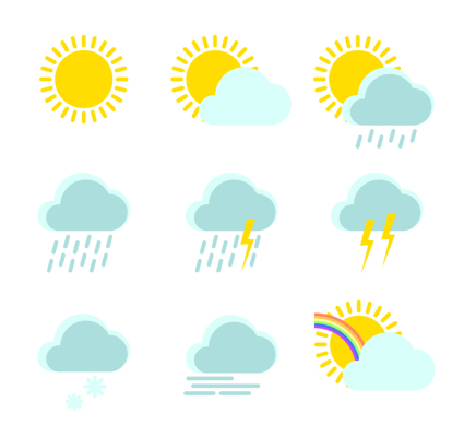9 tiempo fresco icono material de vectores
