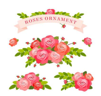 3 hermoso ramo de rosas y la cinta de material de vectores