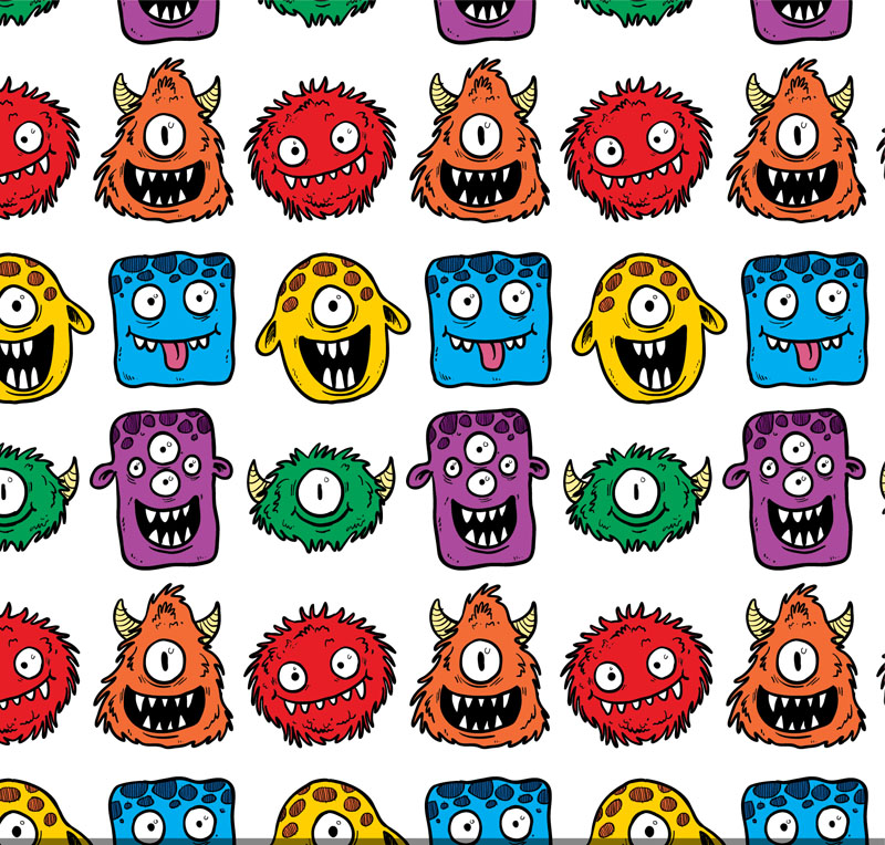 monstruo de dibujos animados lindo del vector de fondo sin fisuras