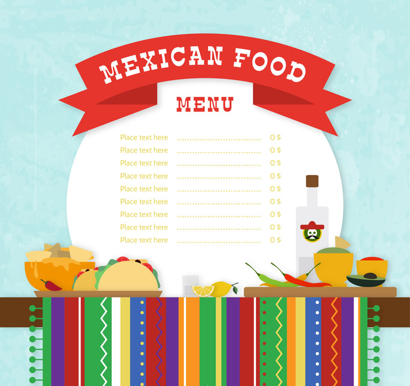 Material de vectores men迆 de comida mexicana creativa