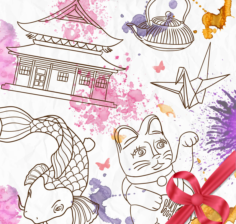 elementos de material de pintura de vectores ilustrador japon¨¦s