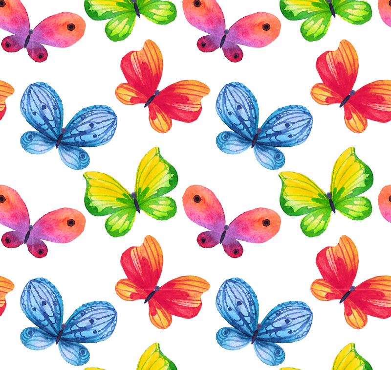 Mariposa de la acuarela de fondo sin fisuras vector de material