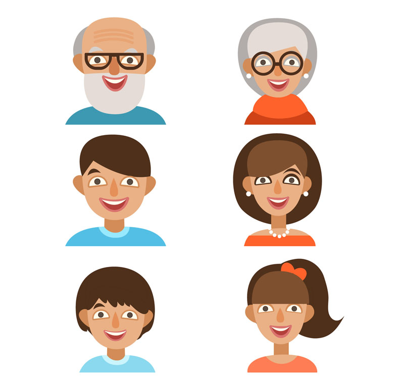 6 Vector miembro de la familia de dibujos animados Avatar