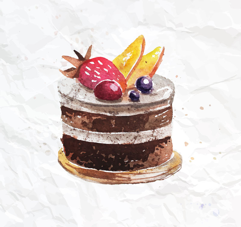 Deliciosa fruta de chocolate torta de material de vectores