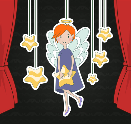 ¨¢ngel y ornamentos de la estrella linda del vector