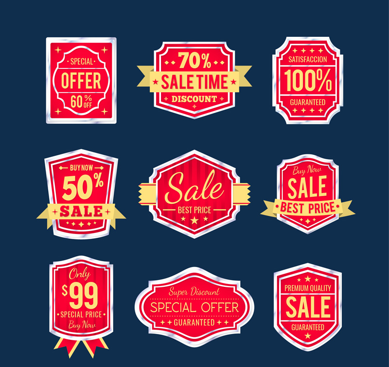 9 promoci車n rojo material de la etiqueta vector