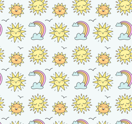 Sun y arco iris de fondo sin fisuras vector de material