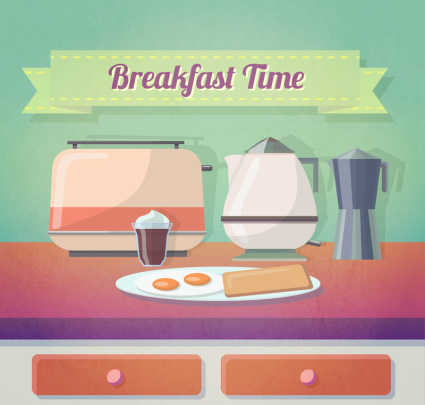 Delicioso desayuno de material ilustrador vectorial
