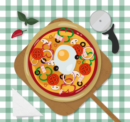 plan de la pizza material de vector de vista sobre la mesa