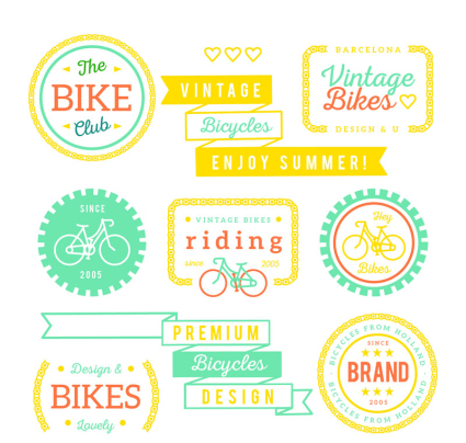 9 etiqueta de ciclismo material de vectores