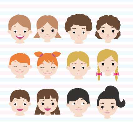 12 niños preciosas material de vectores de Avatar