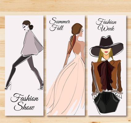 3 Moda material para pancartas vector chica