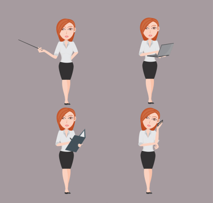 4 mujeres de negocios de diseño de material de vectores