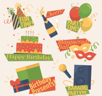 Siete elemento vector de material creativo cumpleaños