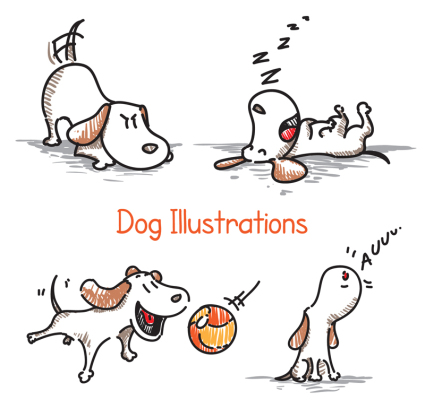 4 juego de material de vectores perro mascota