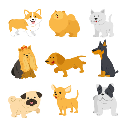 9 mascota lindo material de vectores perro