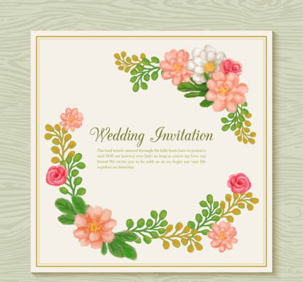 Vector tarjeta de invitaci車n de la boda floral de la acuarela