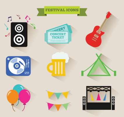 9 exquisita icono material de vectores Festival de M迆sica