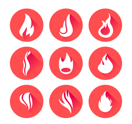 9 de llama circular icono material de vectores
