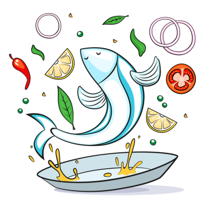 platos de pescado material de diseño vectorial deliciosa