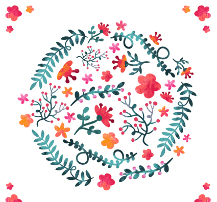 Flores de la acuarela y de las hojas de material de vectores