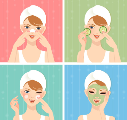 4 Beauty material de diseño vectorial mujer