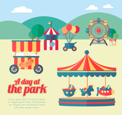 parque de atracciones creativo ilustrador material de vectores