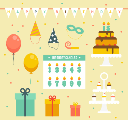 13 de la fiesta de cumpleaños del elemento decorativo de material de vectores