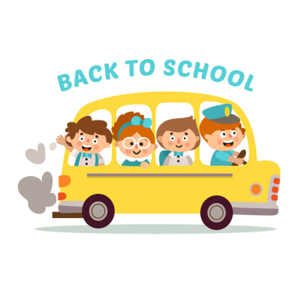 Material escolar los niños de dibujos animados vector de autob¨²s