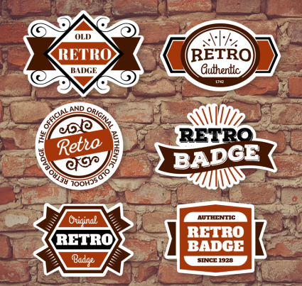 6 de la moda retro vector de diseño de la etiqueta