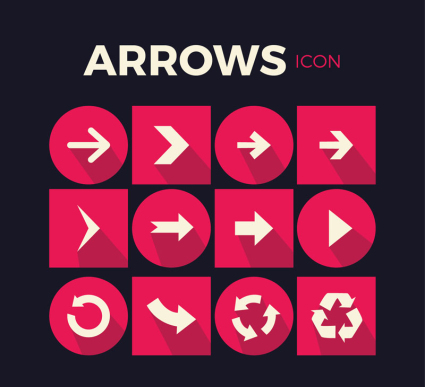 12 flecha icono material de vectores