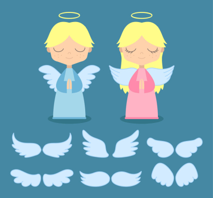 material de vectores lindo del ¨¢ngel y las alas