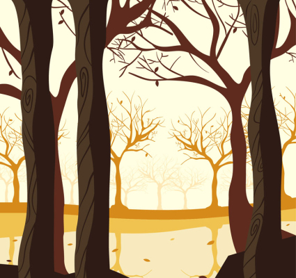 Creativa bosque de otoño ilustraci車n vectorial tutorial