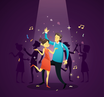 Bailando hombres y mujeres materiales vector de moda