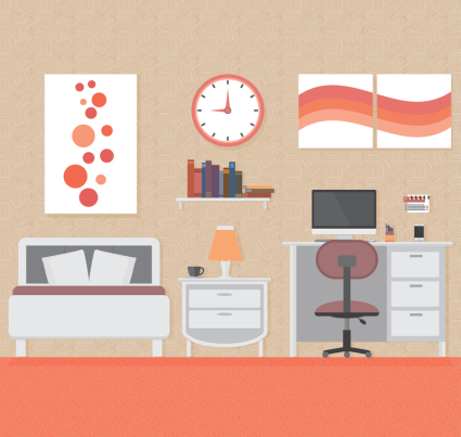 dormitorio minimalista material de diseño vectorial