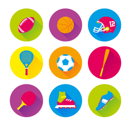 9 color del material deportivo icono del vector