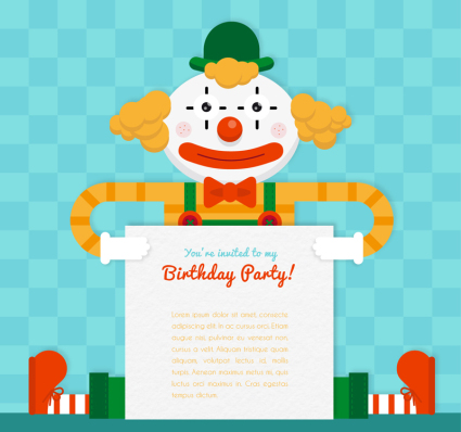 Vector de Creative cartel de la fiesta de cumpleaños del payaso