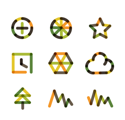9 creativa hechizo material de color del icono del vector