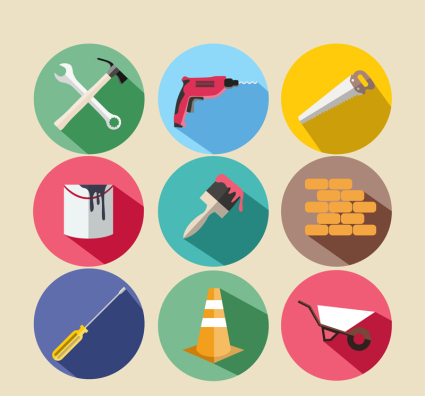 9 Materiales de Construcci車n de herramientas de iconos del vector