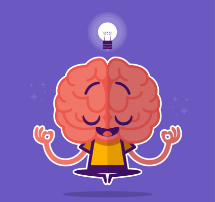 la meditaci¨®n de dibujos animados vector de material cerebral