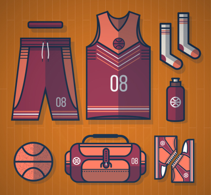 Siete Baloncesto suministros de material de vectores