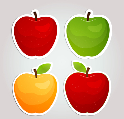 4 Material de la etiqueta engomada del vector Apple creativo