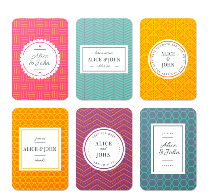 6 de la boda de color material de la tarjeta de invitaci¨®n de vectores
