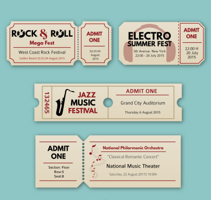 4 entradas para los conciertos de material de vectores creativa