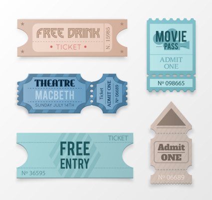 5 boletos de diseño creativo de material de vectores