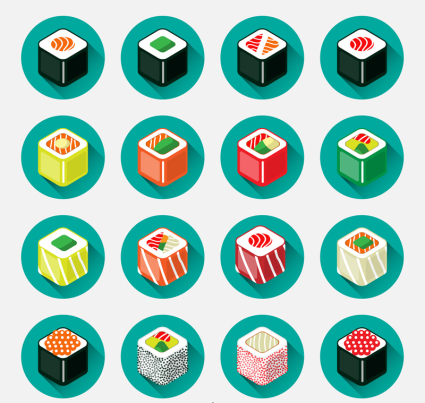 De secci¨®n cuadrada icono de vector 16 sushi japon¨¦s