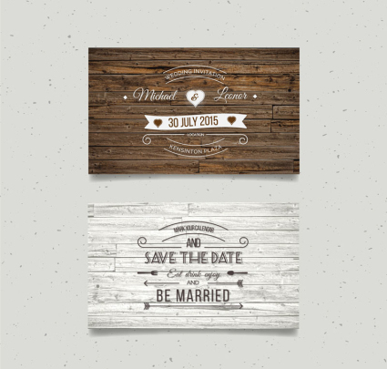 2 boda creativo de madera tarjeta de invitaci車n de vectores