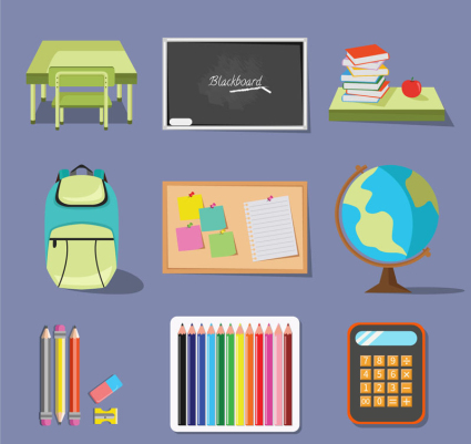 materiales ¨²tiles escolares vector 9 de dibujos animados