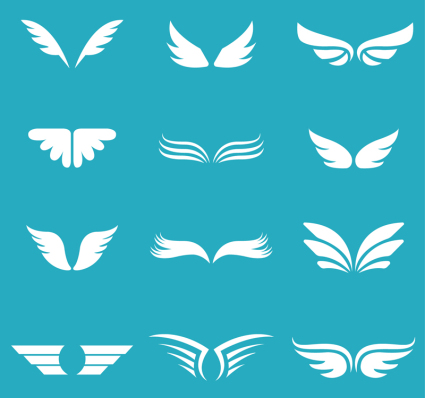 12 alas blancas materiales de diseño vectorial
