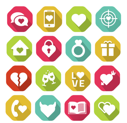 16 modelos de amor elemento icono de material de vectores